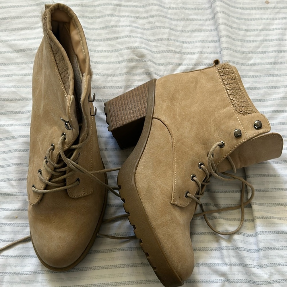 Just fab suede lace up bootie